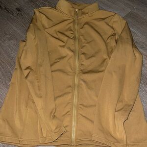 Golden brown full zip mock neck sweater shirt. Size XL. VGUC.